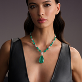 Colombian Emerald & Pear Solitaire Cascade Necklace