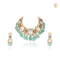 Legacy-Collection-Legacy-Uncut-Diamonds-Floral-Bridal-Choker-Necklace-Set-1