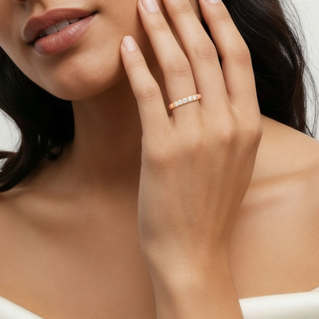 Bella Diamond Pink Enamel Ring
