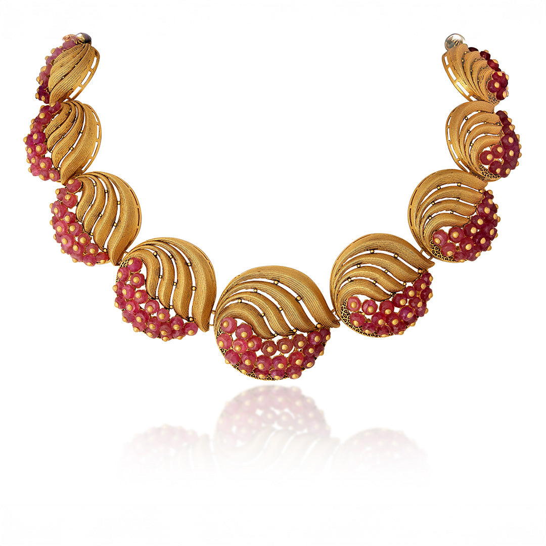 The Contemporary Gold Ruby Facet Necklace Set
