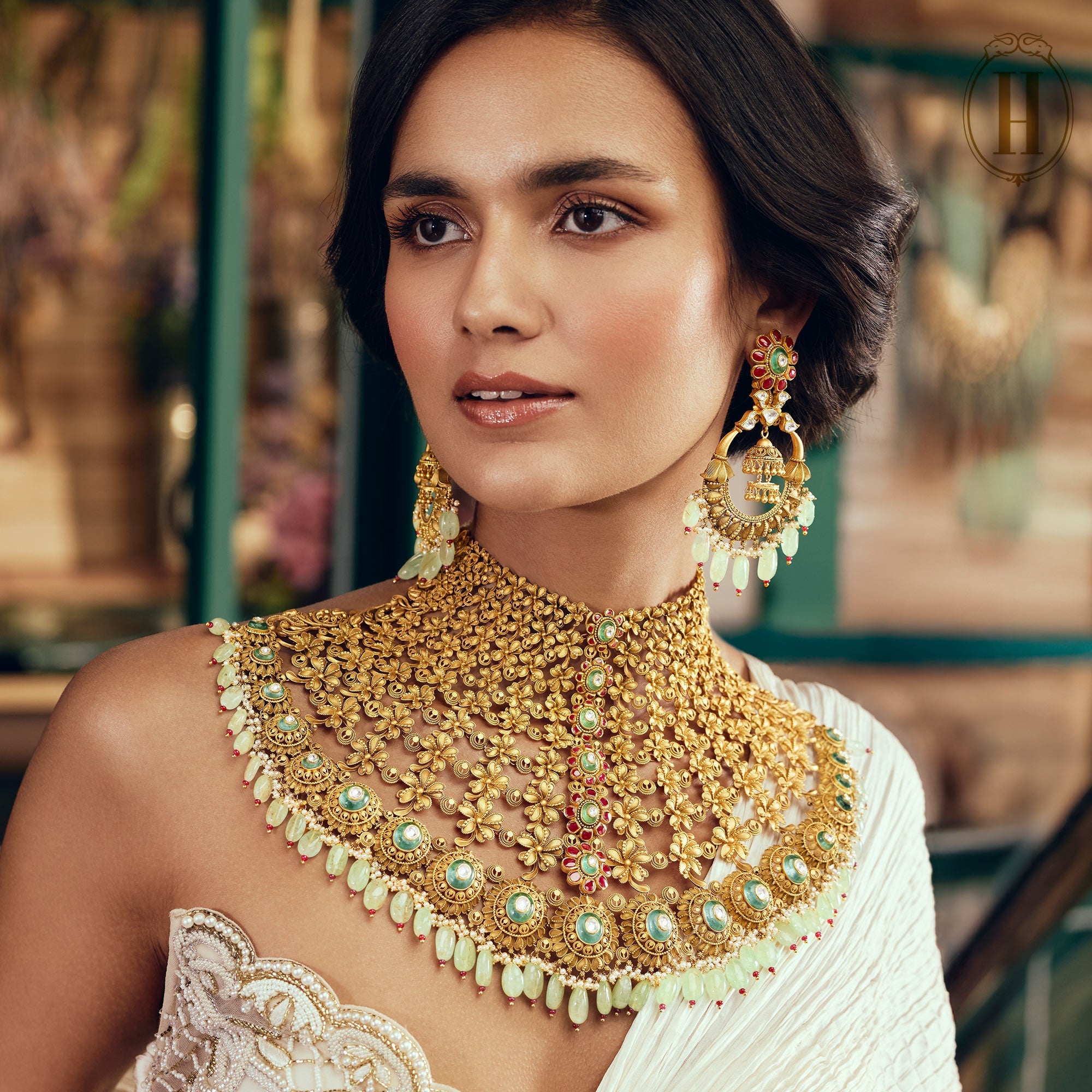 Spring-Summer-2025-Statement-Gold-Satlada-Set-with-Emerald-Drops-2