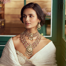 Spring-Summer-2025-Cascading-Tourmaline-Polki-Necklace-Set-1