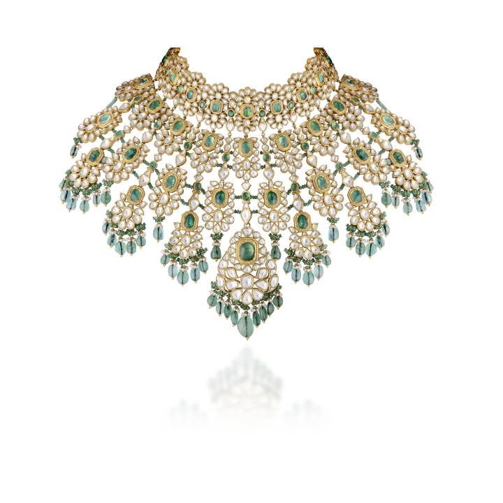 Legacy Bridal Emerald Polki Necklace Set