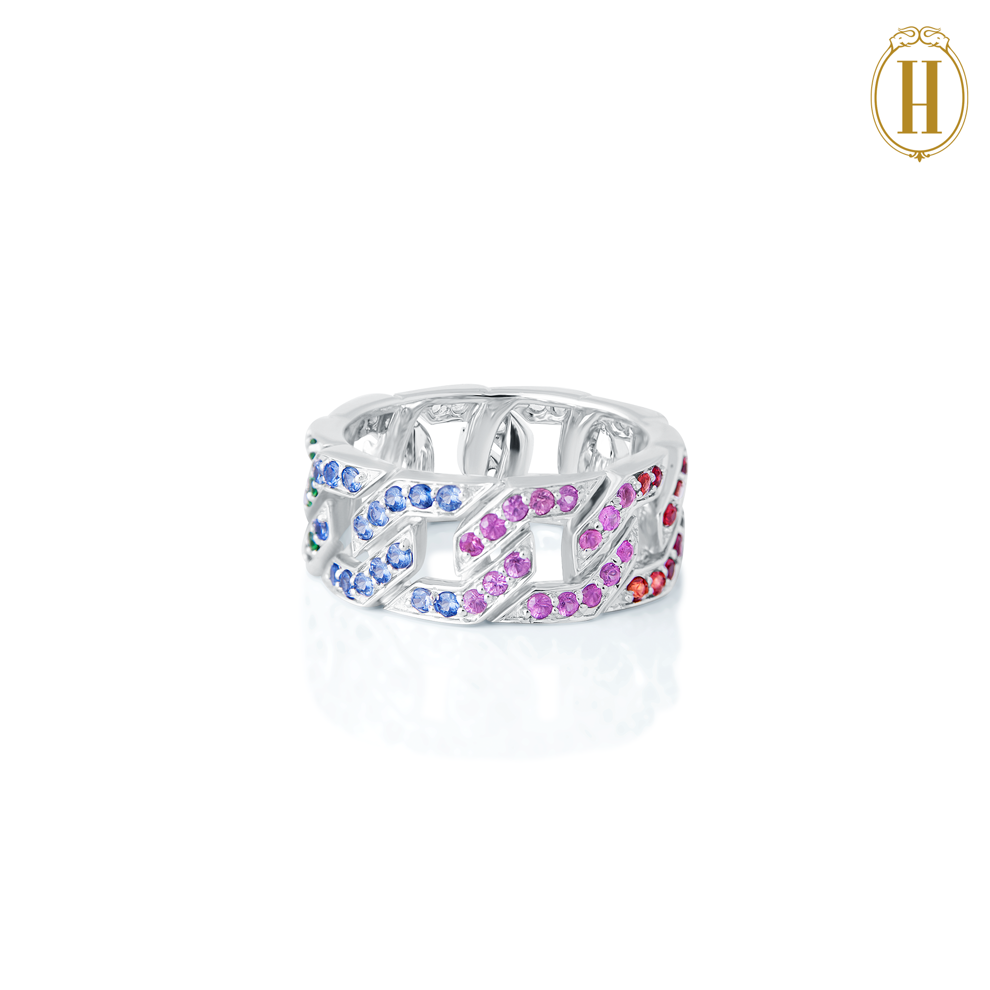 Kaiser-Kaiser-Rainbow-Saphhires-Cuban-link-Ring-4