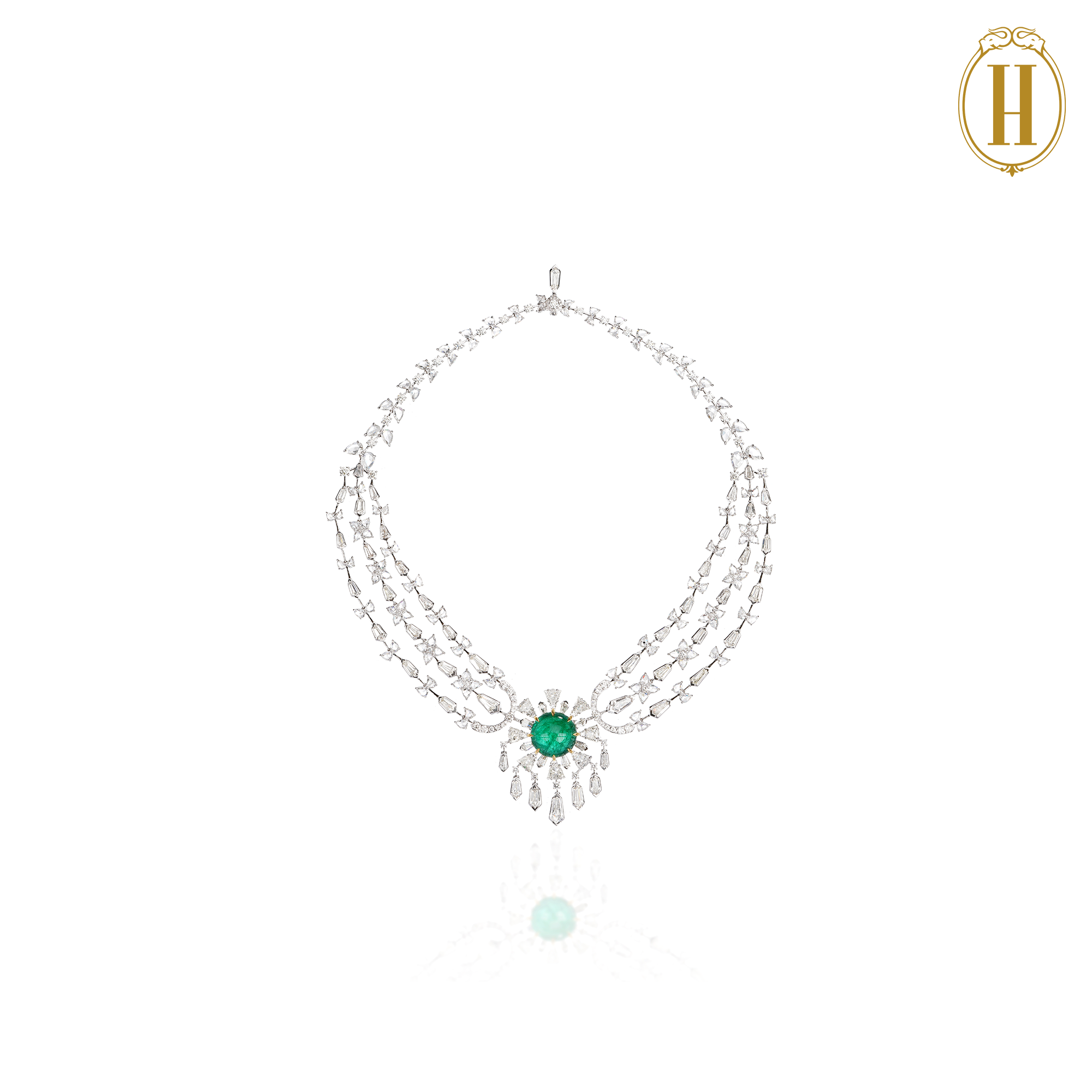 emerald diamond necklace set