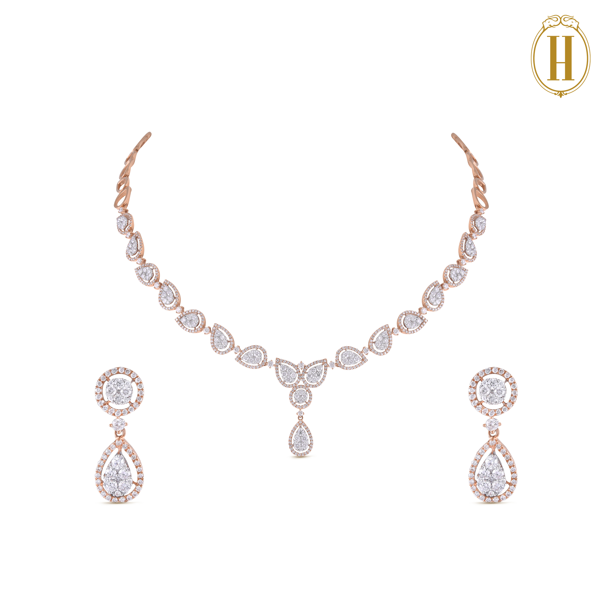 " gold diamond necklace set"